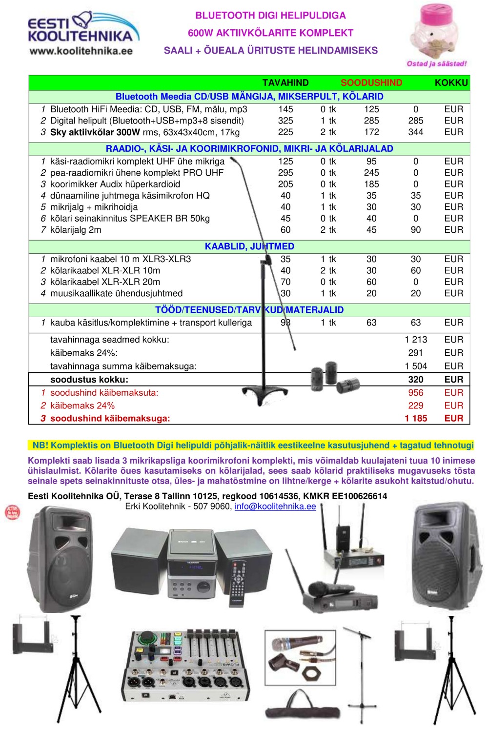 600W aktiivkõlarite komplekt